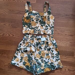 Abercrombie Floral Two-Piece Linen Top & Shorts Set